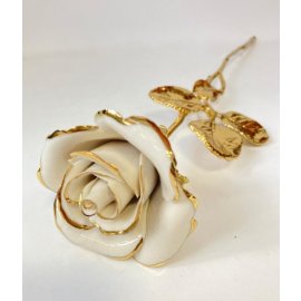 Роза из фарфора декоративная белая