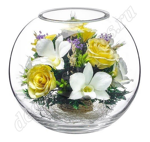 Круглая ваза с цветами