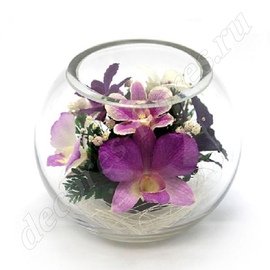 Круглая ваза с орхидеями