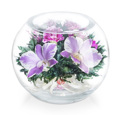 Средняя круглая ваза с орхидеями