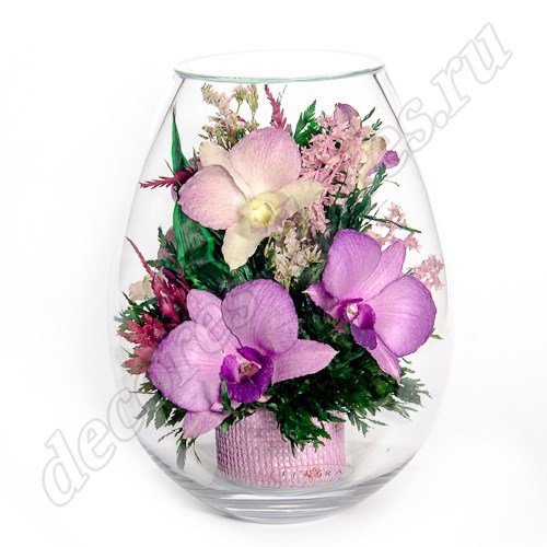 Каплевидная ваза с орхидеями