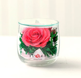 Розовая роза в мини стакане