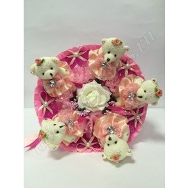 Букет Мишки (5 шт.) в розовой упаковке
