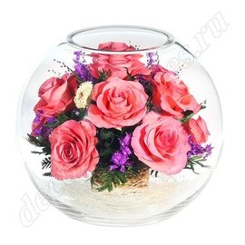 Розовые розы в крупном шаре