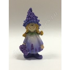 Сувенир Девочка с лавандой (полистоун), 12 см, фиолетовый