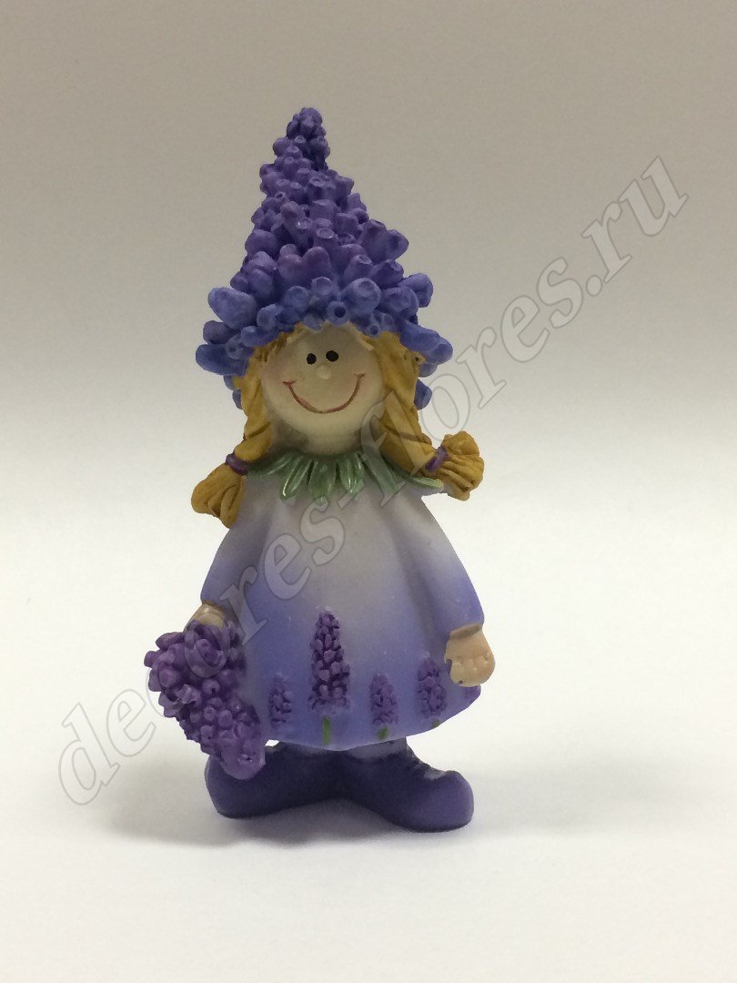 Сувенир Девочка с лавандой (полистоун), 12 см, фиолетовый