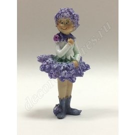 Сувенир Девочка с сиренью (полистоун), 14,5 см, фиолетовый