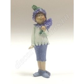 Сувенир Мальчик с сиренью (полистоун), 14,5 см, фиолетовый