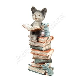 Фигурка декоративная "Котик мышке читает книжки" 8*8*15см