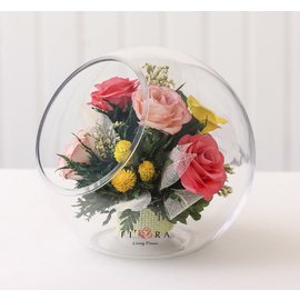 Микс роз и орхидей в скошенной вазе