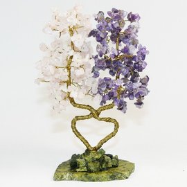 Дерево большой любви (с сердцем) аметист, розовый кварц 1