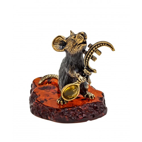 Фигурка "Мышь с ложкой Евро" на подставке