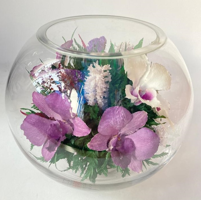 Разноцветные орхидеи (Цветы в стекле)