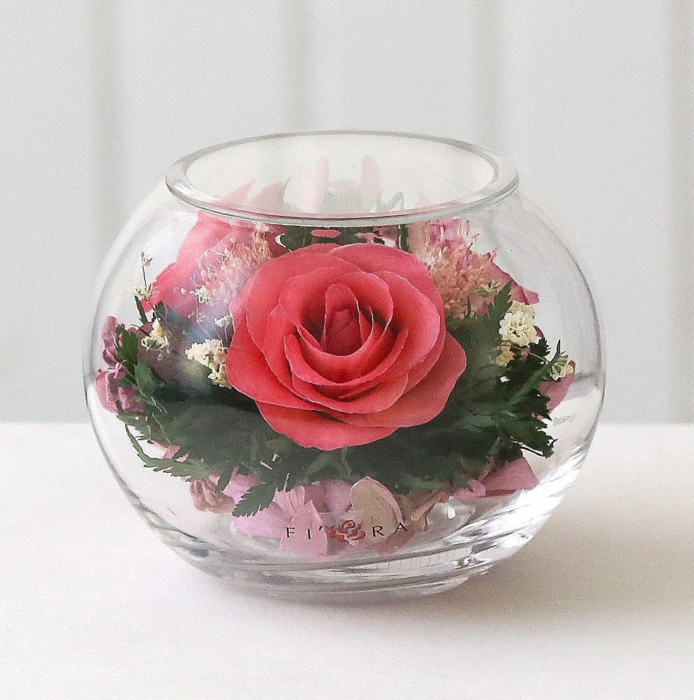 Светло-розовые и ярко-розовые розы (Цветы в стекле)