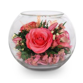 Букет из розовых роз (Цветы в стекле)