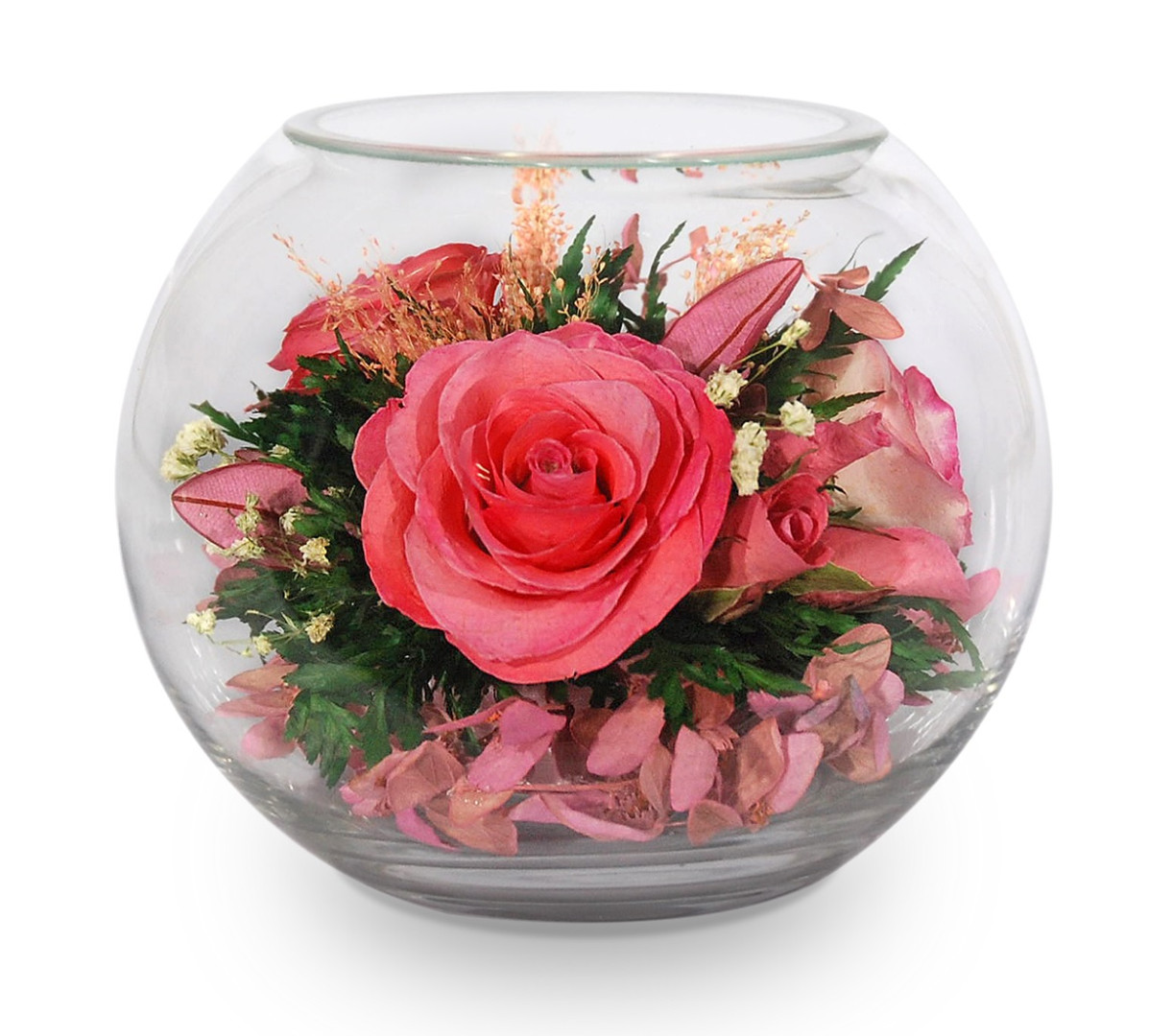 Букет из розовых роз (Цветы в стекле)