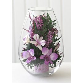 Орхидеи в каплевидной вазе (Цветы в стекле)