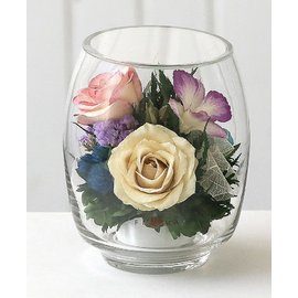 Розы и орхидеи с гортензией (Цветы в стекле)