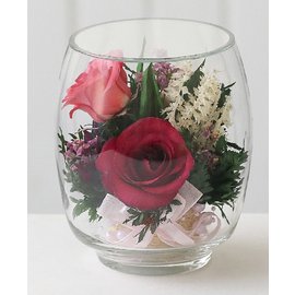 Гранатовые и розовые розы (Цветы в стекле)