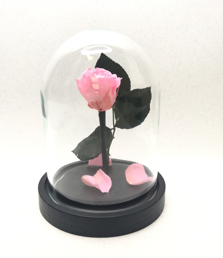 Роза в колбе 14,5х11 см, розовая