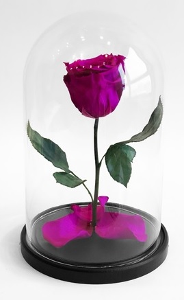 Роза в колбе S, фуксия 2, 27х15 см