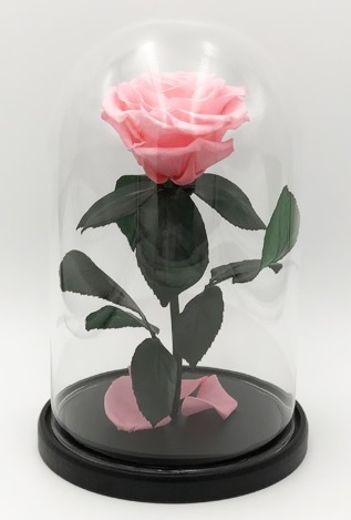 Роза в колбе L, розовая, 27х15 см