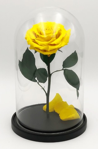 Роза в колбе L, желтая, 27х15 см