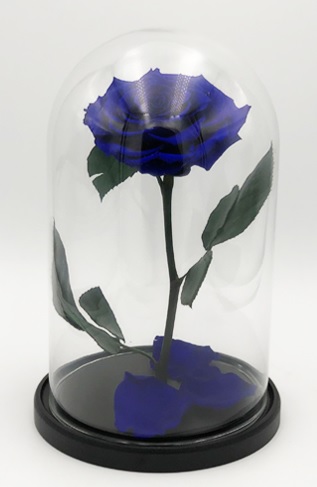 Роза в колбе XL, синяя, 27х15 см