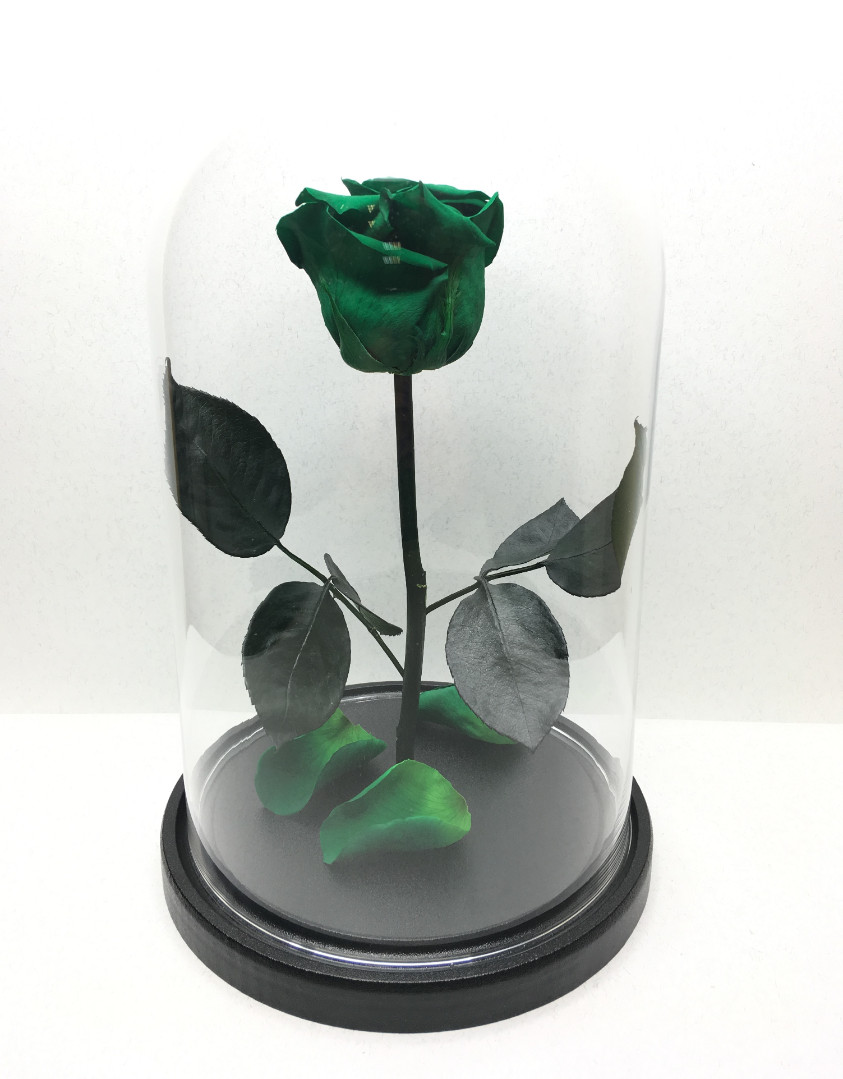 Роза в колбе S, зеленая, 27х15 см
