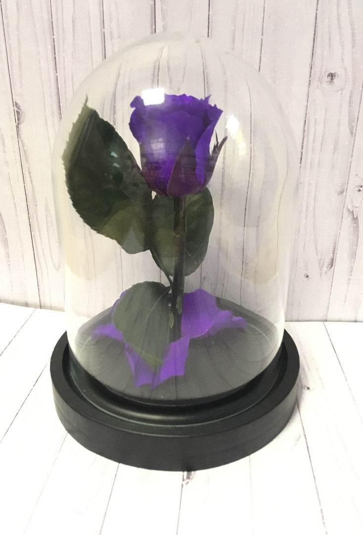 Роза в колбе 14,5х11 см, фиолетовая