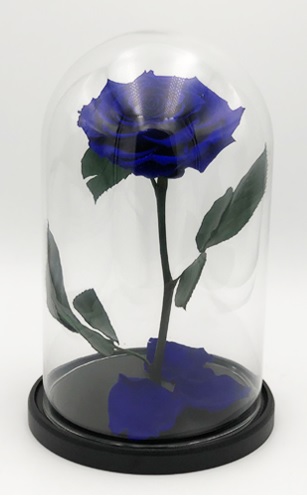 Роза в колбе XXL, синяя, 30х20 см