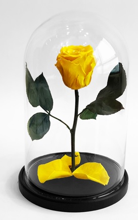 Роза в колбе S, желтая, 27х15 см