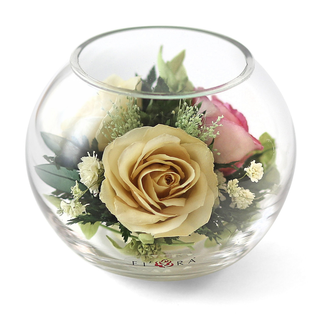 Композиция из роз в круглой вазе (арт. 58530)