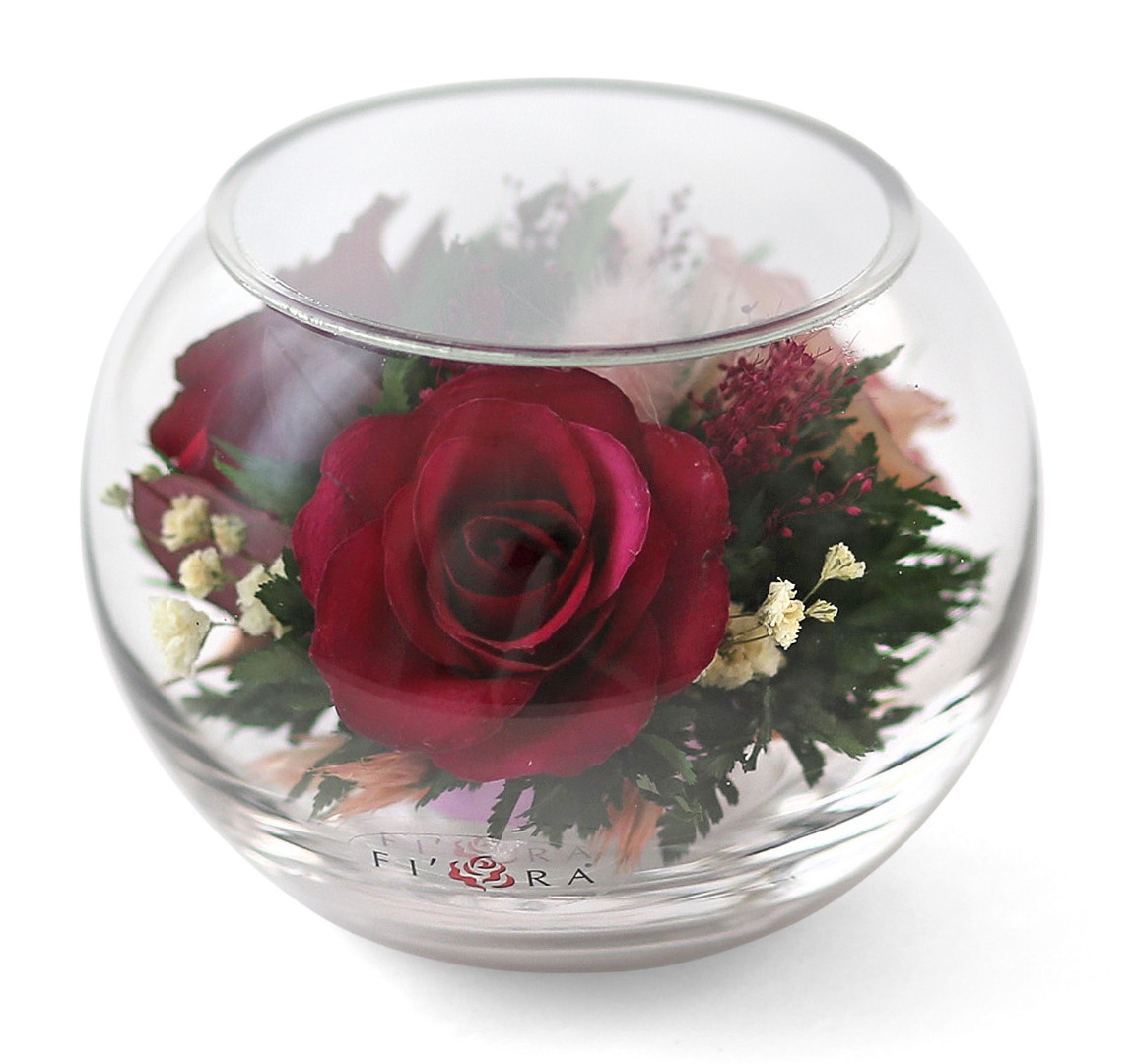Микс роз в круглой вазе (арт. 62315)