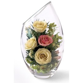 Микс роз в скошенной вазе (арт. 58738)