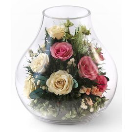 Микс роз в вазе большой бутон розы (арт. 58868)