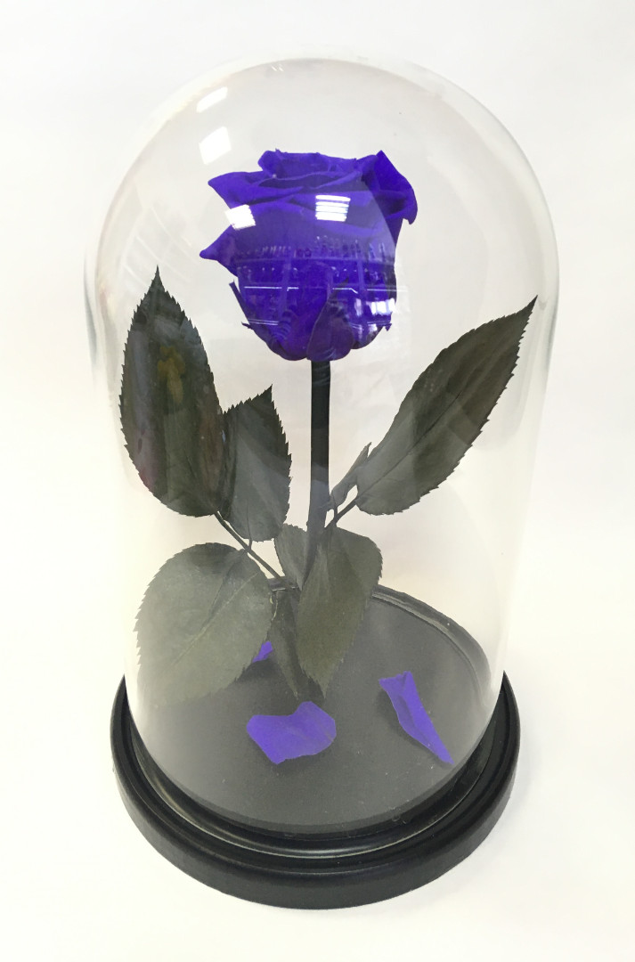 Роза в колбе S, фиолетовая, 27х15 см