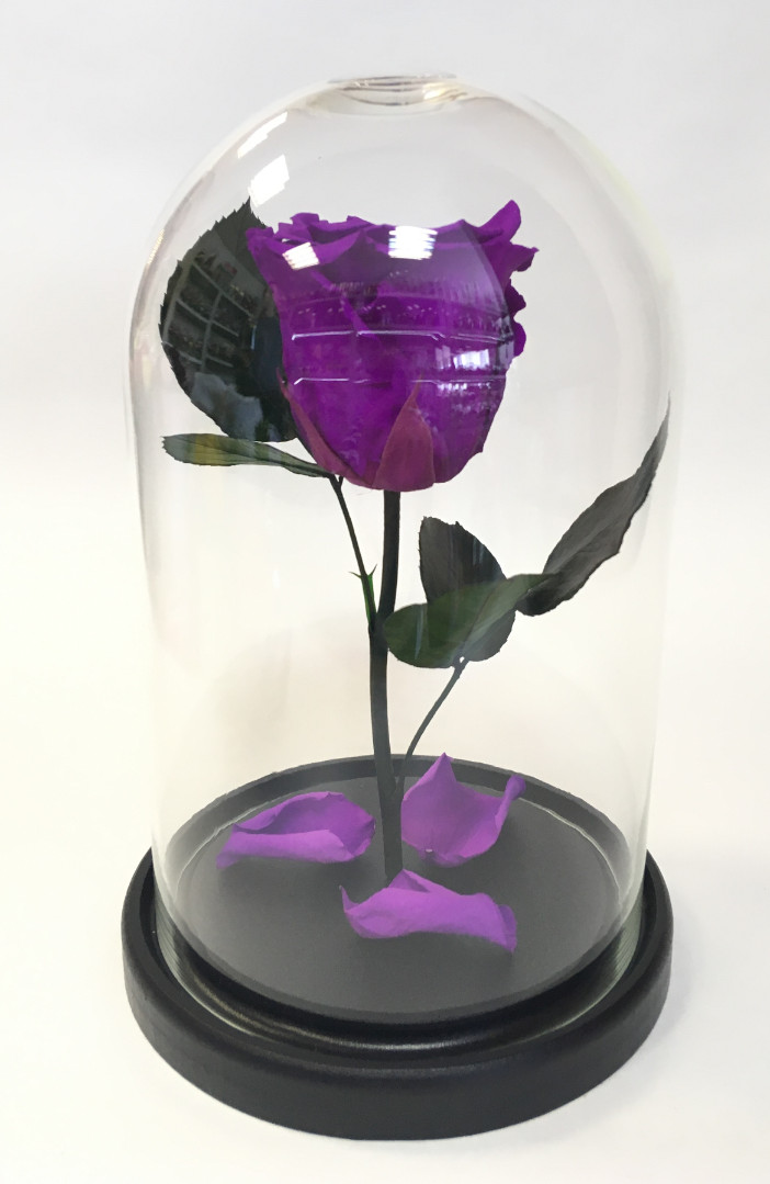 Роза в колбе, лиловая, 21х12 см