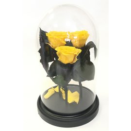 Роза в колбе трио, желтая, 21х12 см