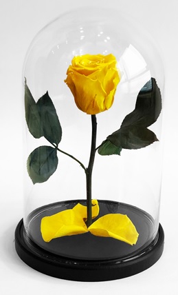 Роза в колбе, желтая, 21х12 см