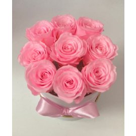 Розовые розы в коробке (арт. СР-01)