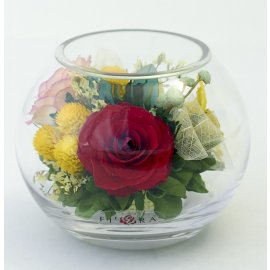 Композиция из роз и орхидей в круглой вазе (арт. 66498)