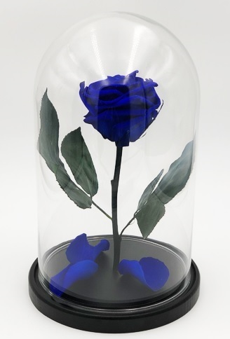 Роза в колбе L, синяя, 27х15 см