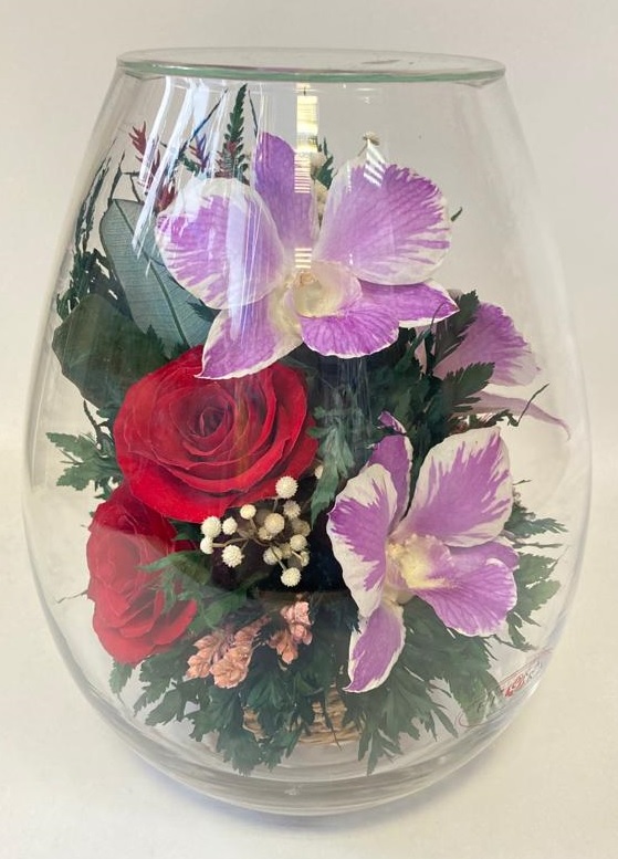 Микс цветов в каплевидной вазе (арт. 36460)